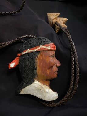 Hand-Carved Wooden Bolo Tie by Ellis Johnson -Unique!